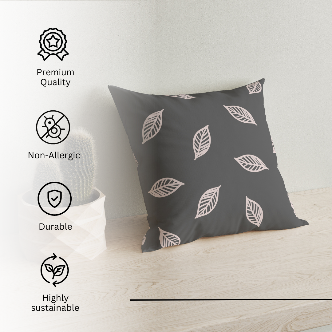 Shaded Leaves Grey Cushion Cover Set of 2