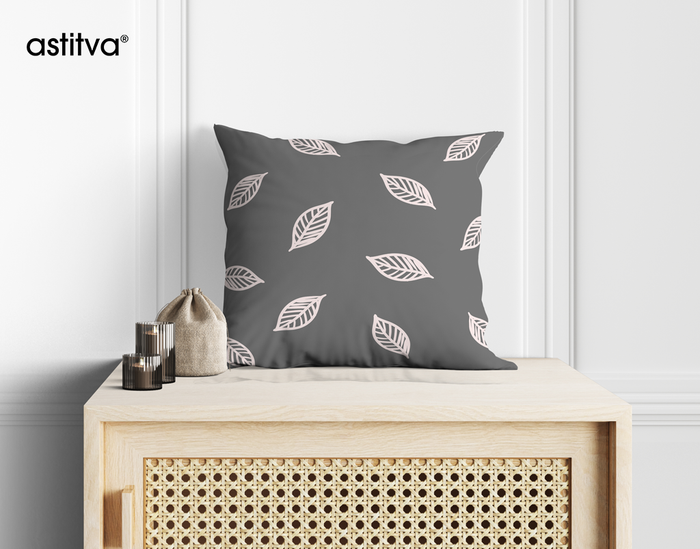 Shaded Leaves Grey Cushion Cover Set of 2