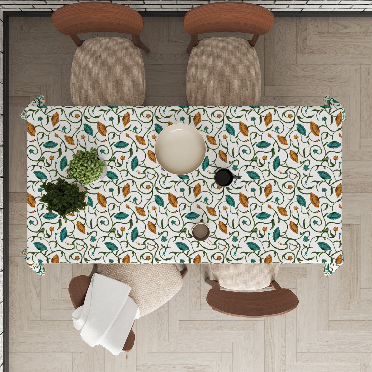 Lotus Flower | Premium Quality | Table Cloth | Dining Table Cloth