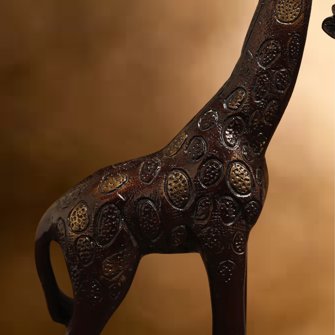 Brass Giraffe, Copper Color with Golden Finish, 9"