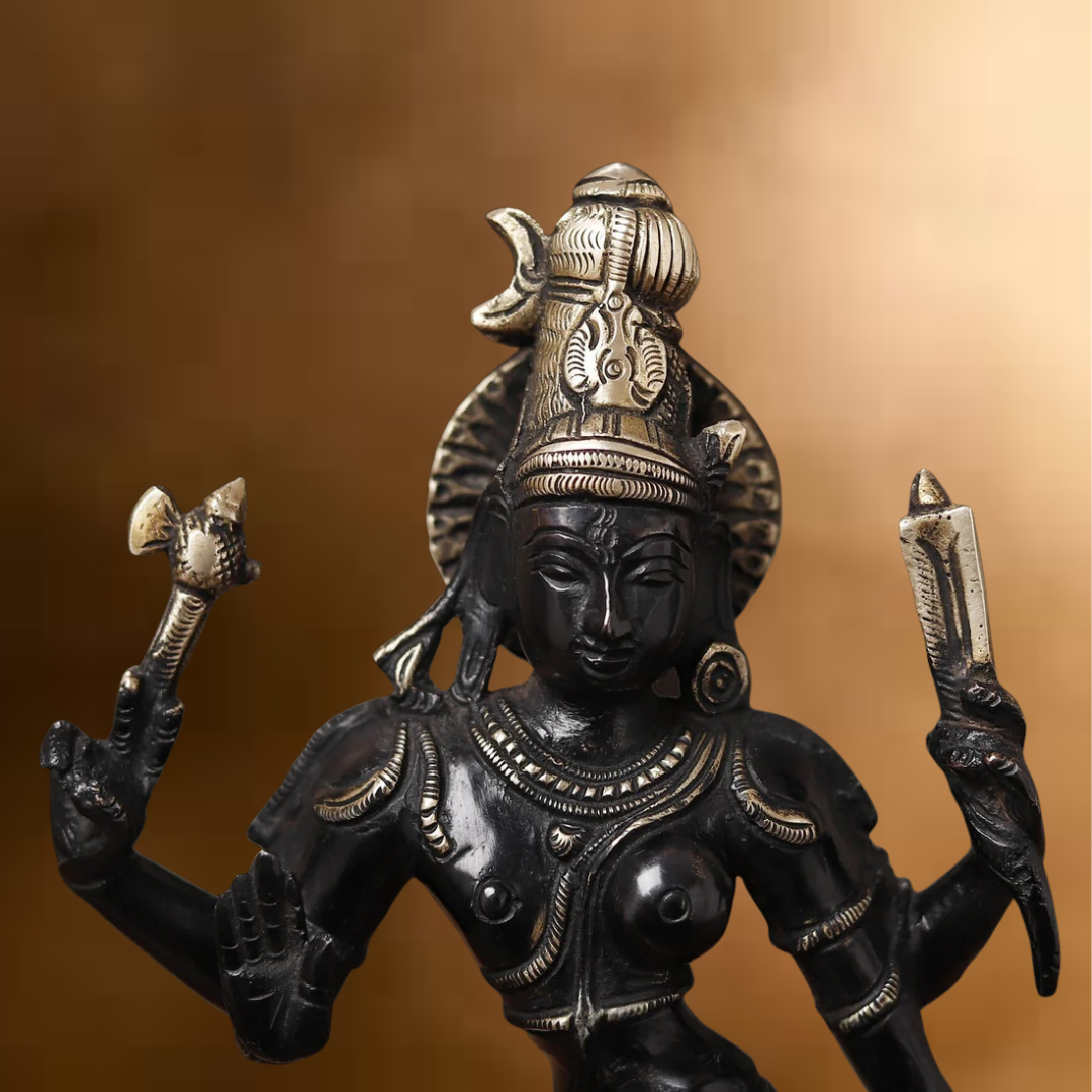 Brass Natraj Statue, Embrace the Rhythm of the Universe, Black Patina Finish 12.5"