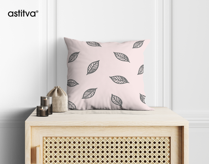 Shaded Leaves Pink Cushion Cover Set of 2