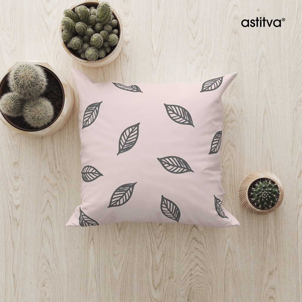 Shaded Leaves Pink Cushion Cover Set of 2