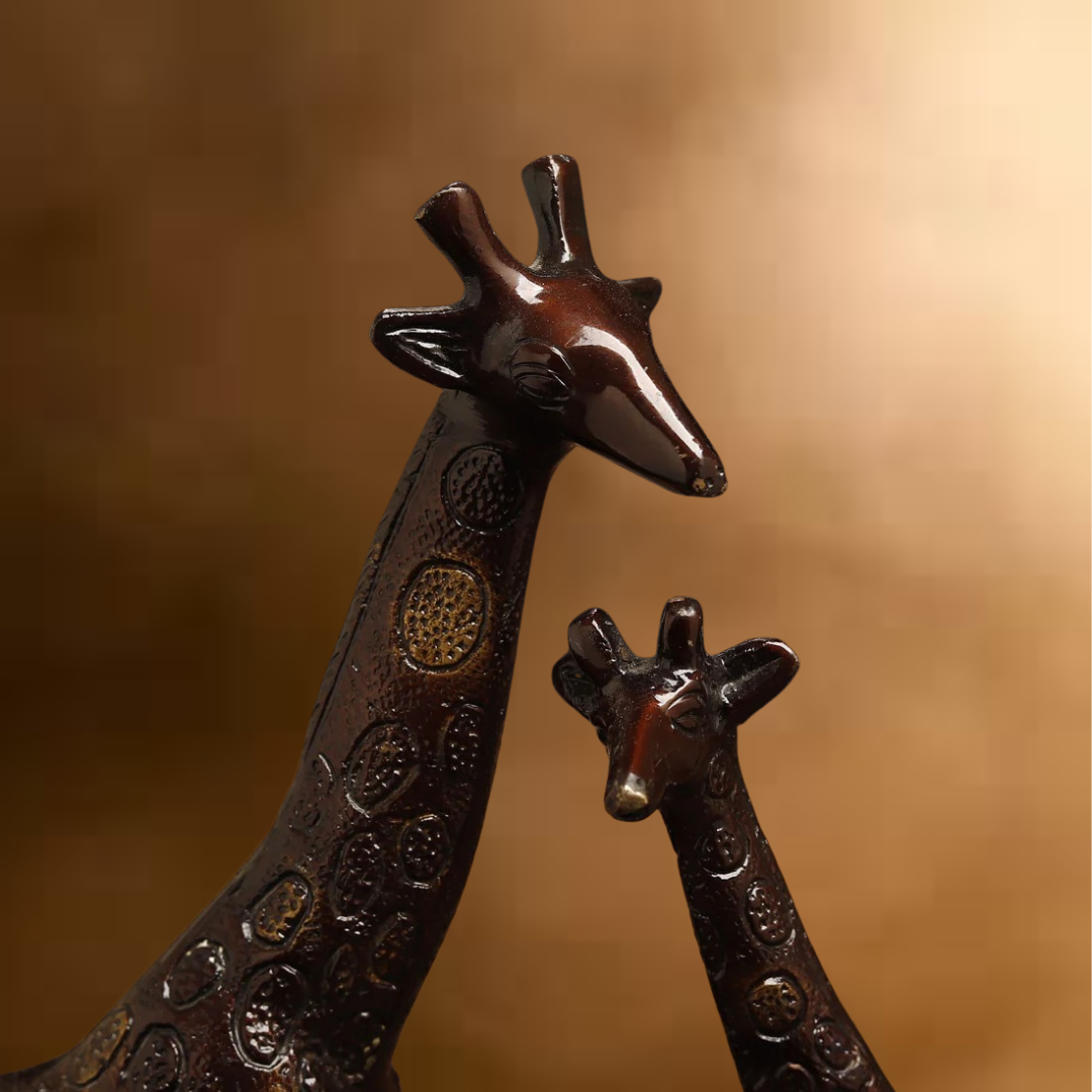 Brass Giraffe, Copper Color with Golden Finish, 9"