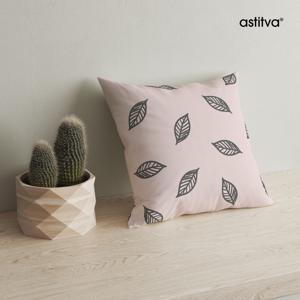 Shaded Leaves Pink Cushion Cover Set of 2