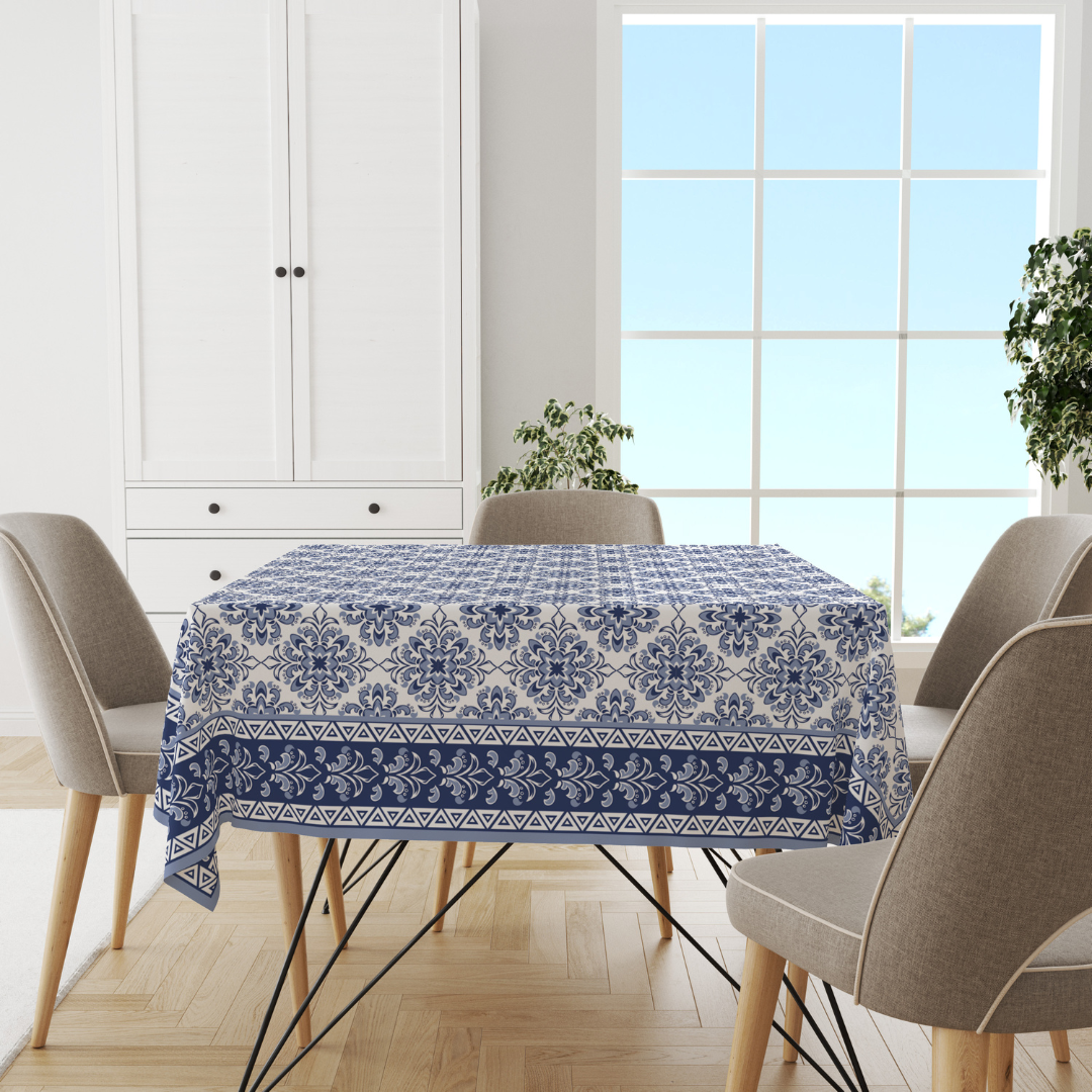 Turkish Blue| Premium Quality | Table Cloth | Dining Table Cloth image 1