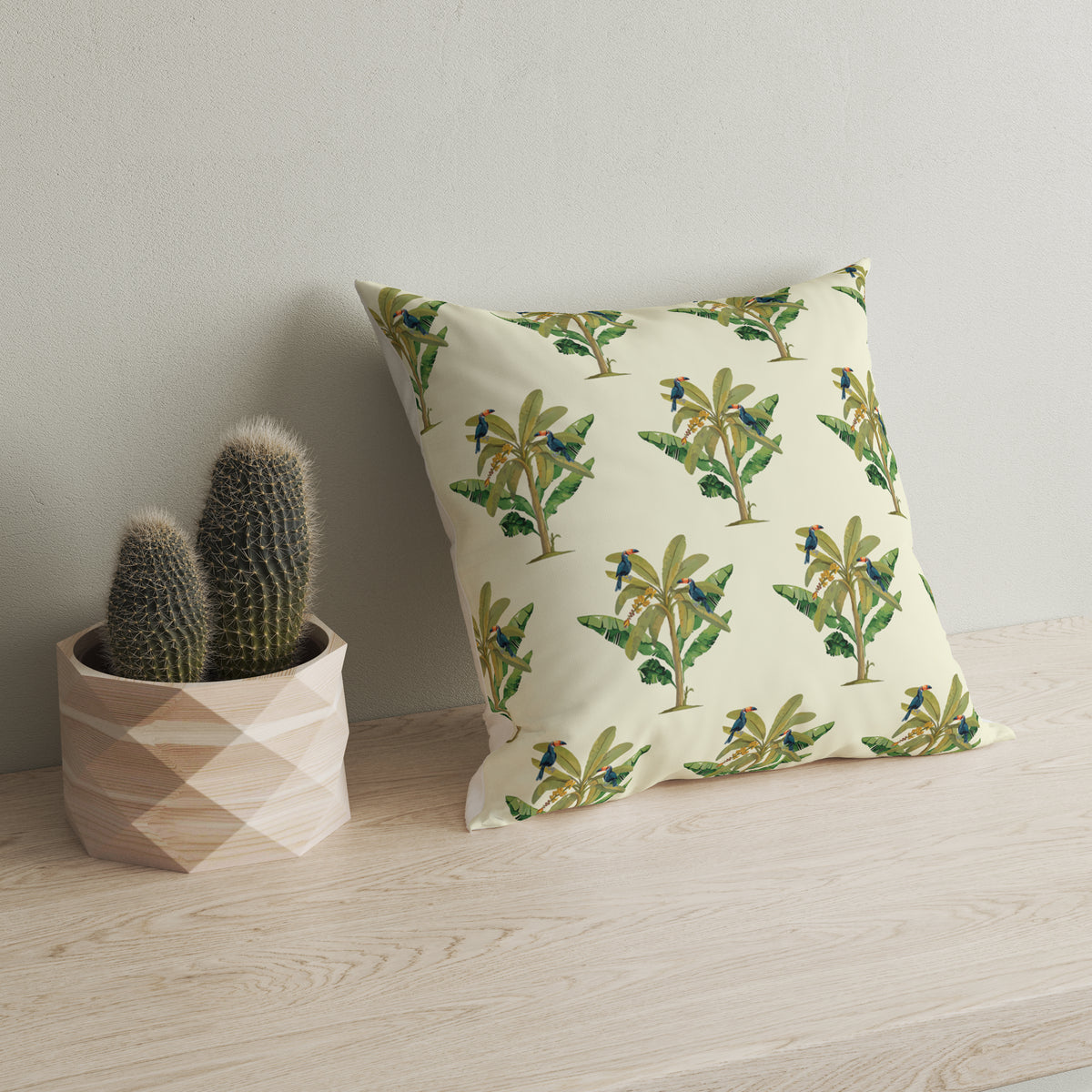 Astitva Tropical Haven Cushion Cover Set of 5– 16x16 Inch (Silk Poly Mix)