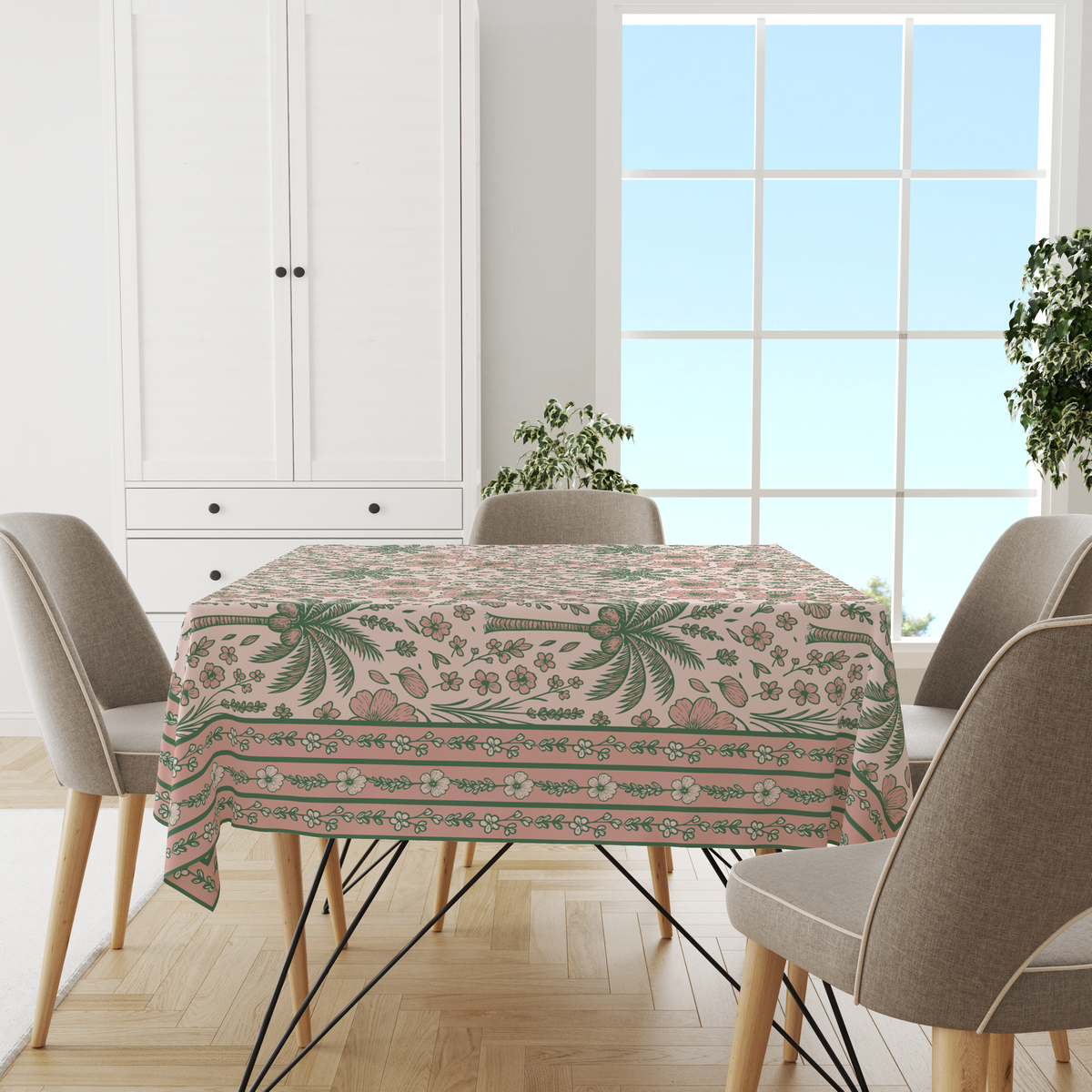 Sea Vacay Table Cloth for 8 Seater Dining Table | Digital Print