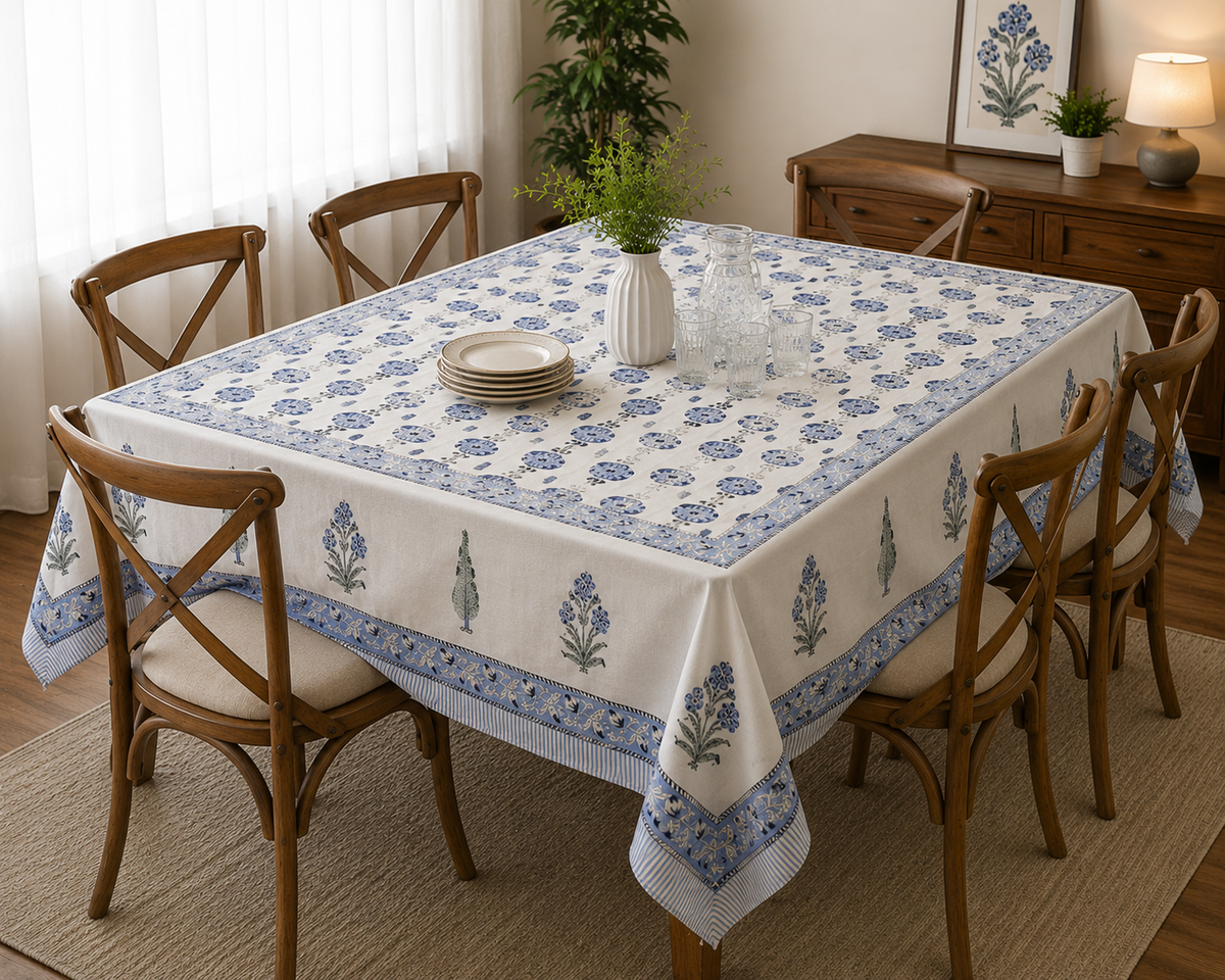 Neelkamal Block Printed Rectangle Table Cloth – 6 Seater