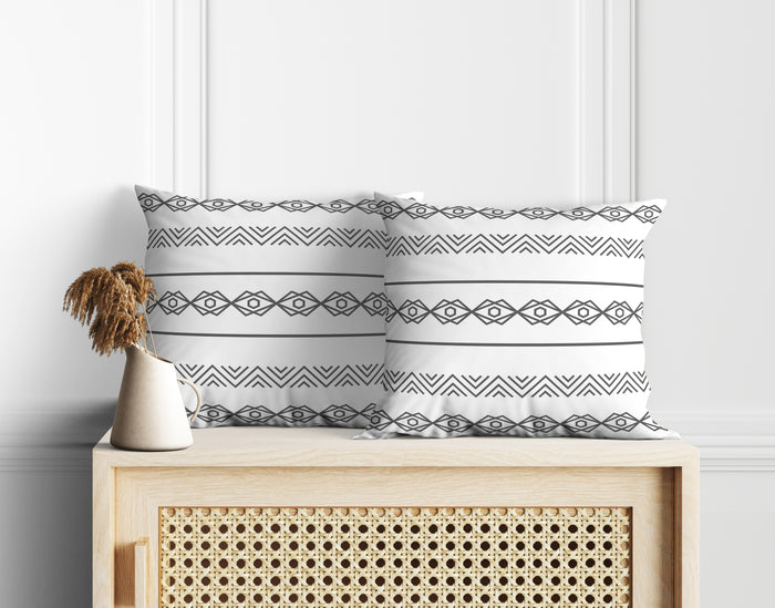 Tribal Borders White Cushion Cover Set of 2