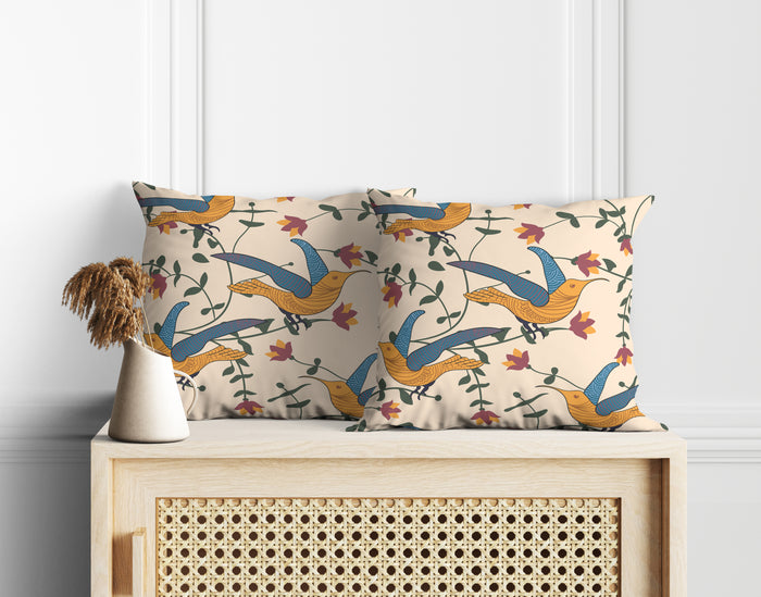 Earthy Song Bird Cushion Cover Set of 2