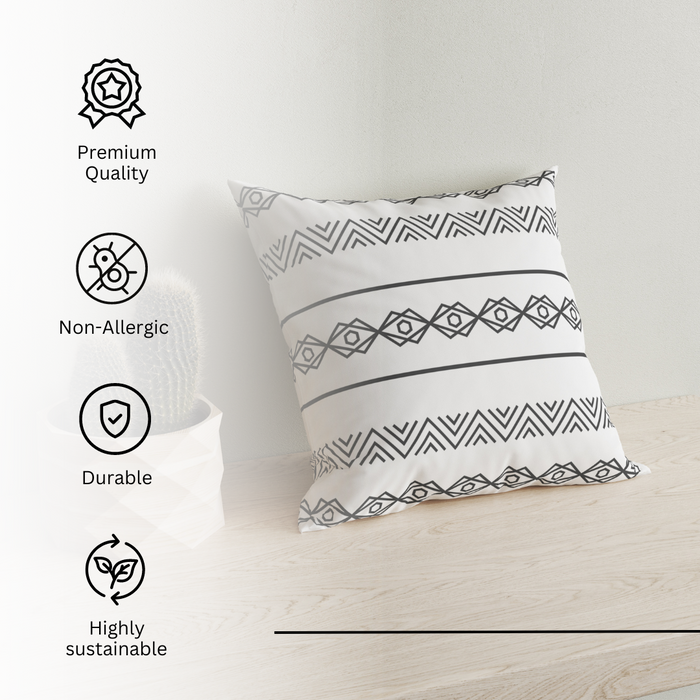 Tribal Borders White Cushion Cover Set of 2