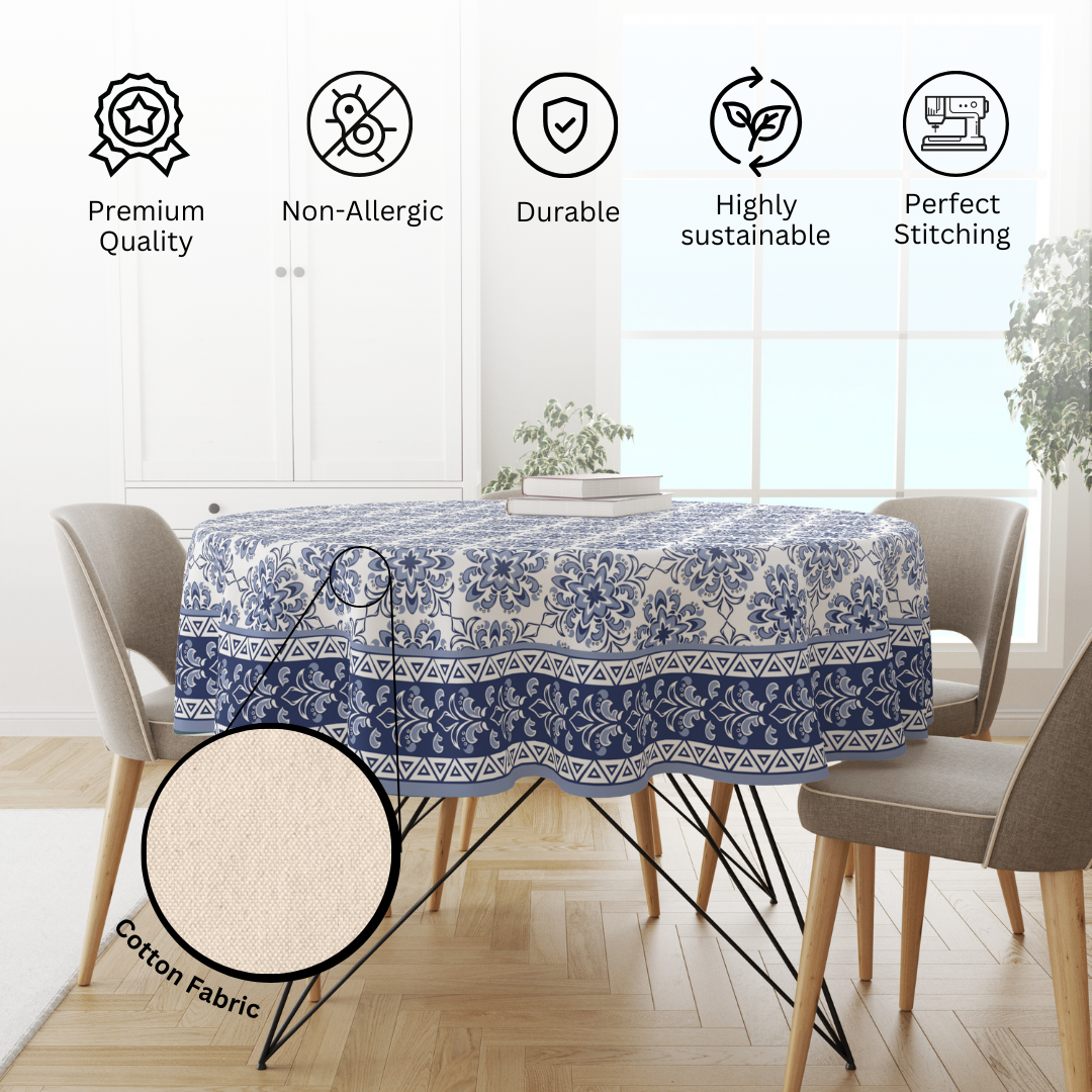 Turkish Blue Block| Premium Quality | Table Cloth/ Table Linen | Kitchen Linen image 5