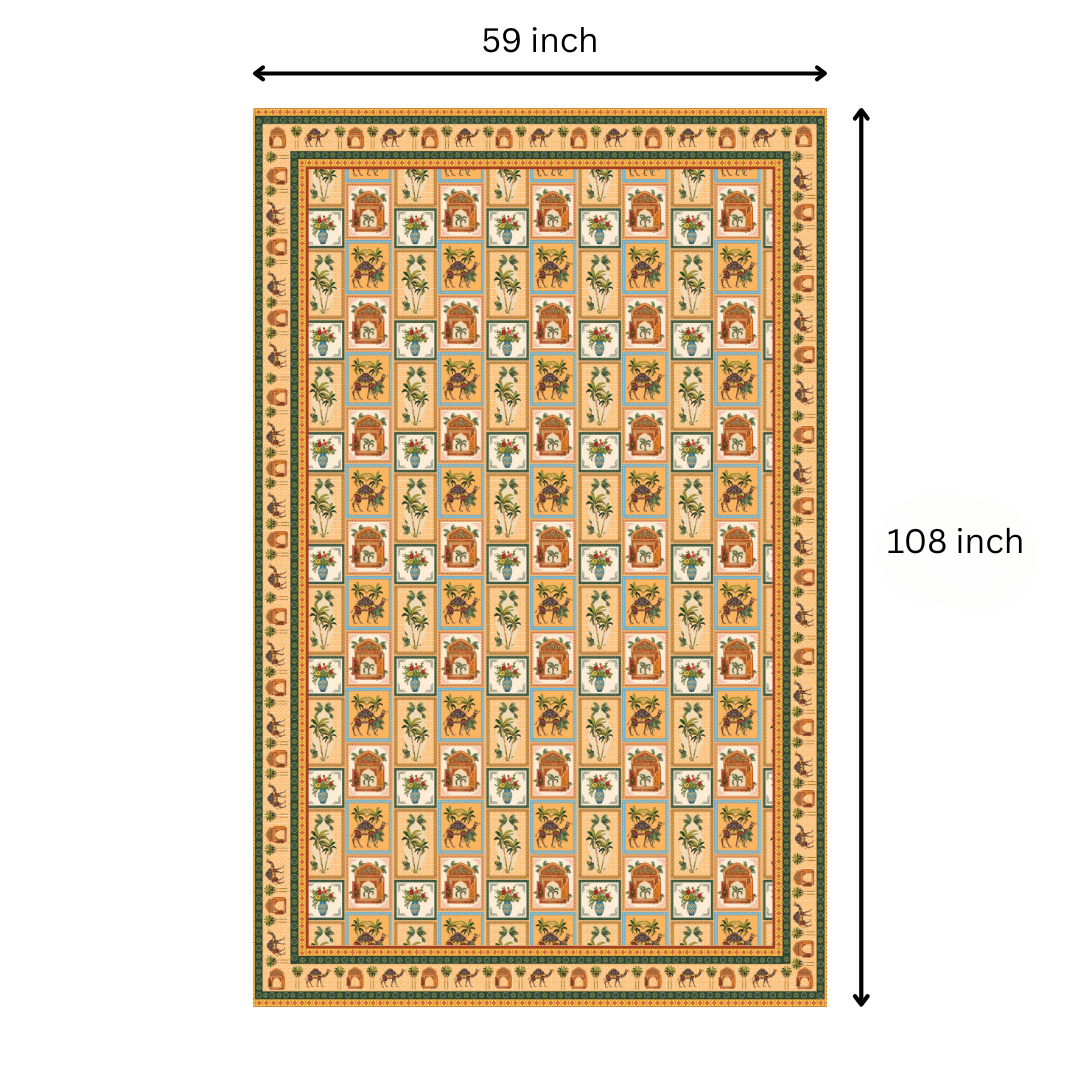Jaipuri Jharoke| Premium Quality | Table Cloth | Dining Table Cloth - 8 Seater image