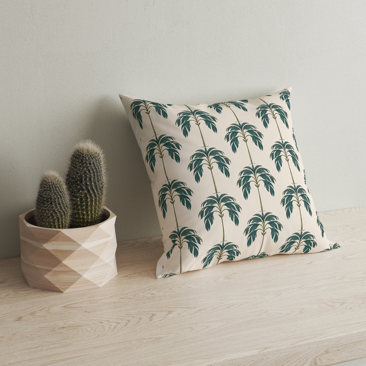 Palm Grove Cushion Cover Set of 5– 16x16 Inch (Silk Poly Mix)
