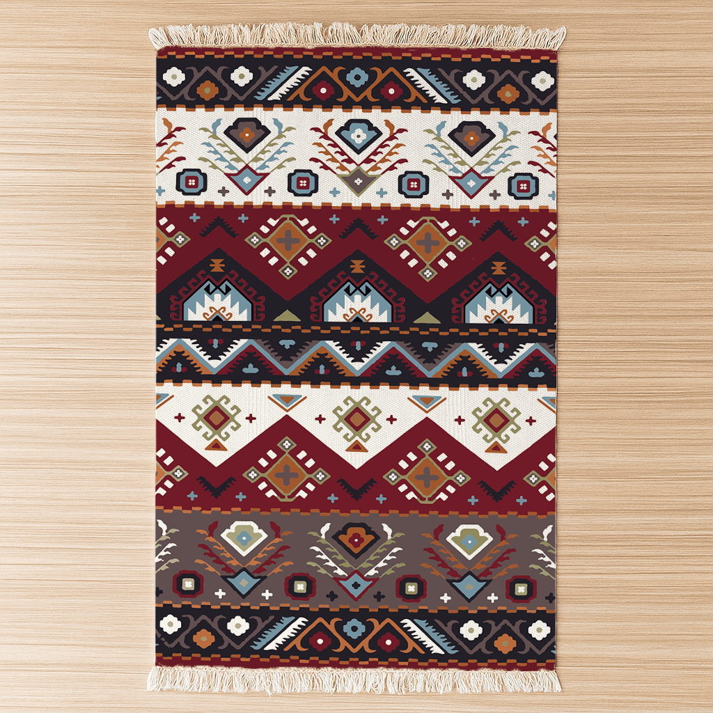 Vintage Dhurrie Carpet Rugs Floor Mat for Living Area and Bedroom 2x3 Feet - Small
