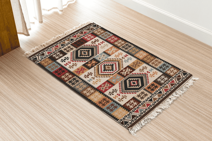 Vinatage Dhurrie Carpet Rugs Floor Mat for Living Area and Bedroom 2x3 Feet - Small
