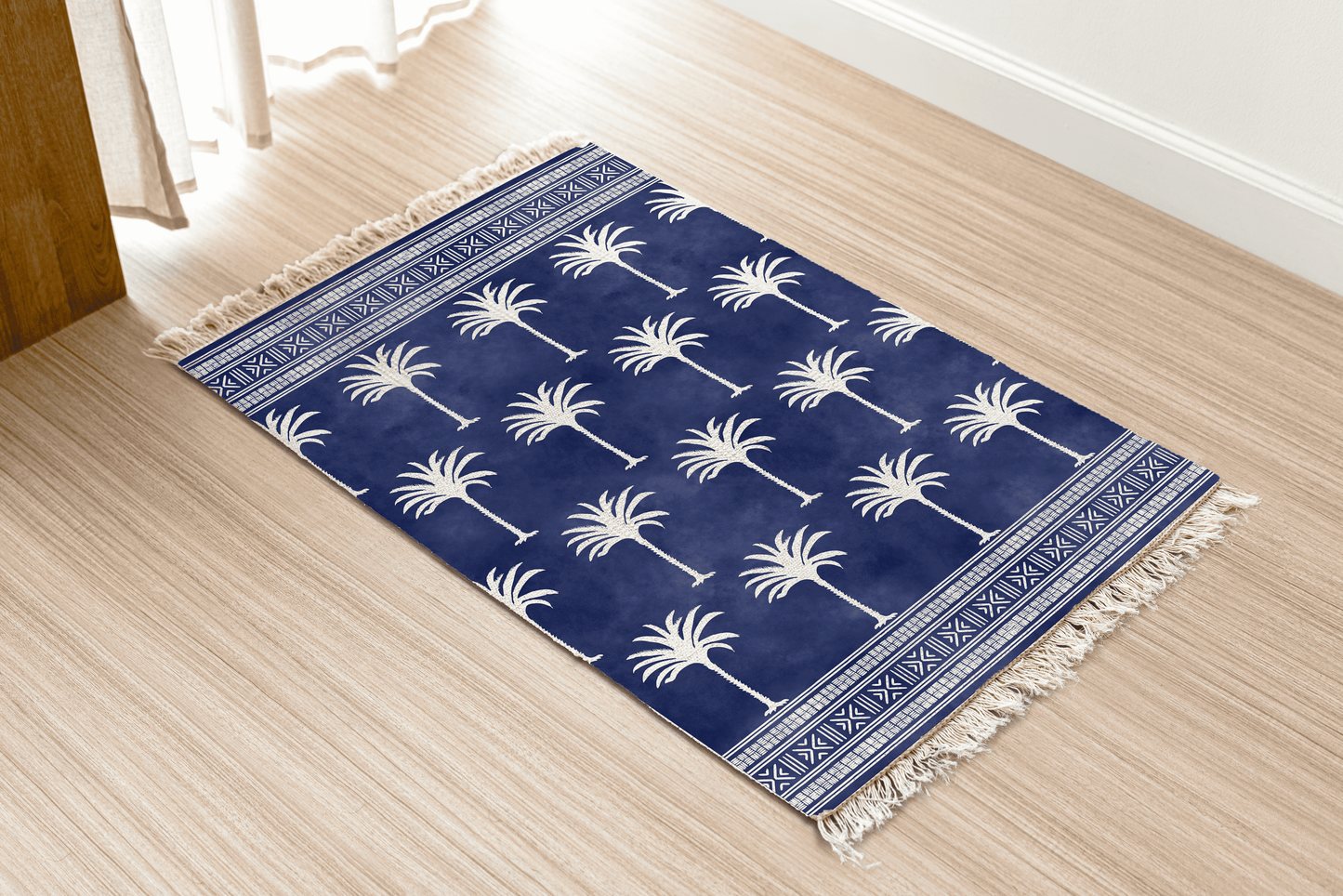 Tropical Tree Dhurrie Carpet Rugs Floor Mat for Living Area and Bedroom 2x3 Feet - Small