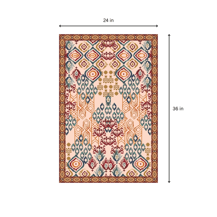 IKKAT Dhurrie Carpet Rugs Floor Mat for Living Area and Bedroom 2x3 Feet - Small
