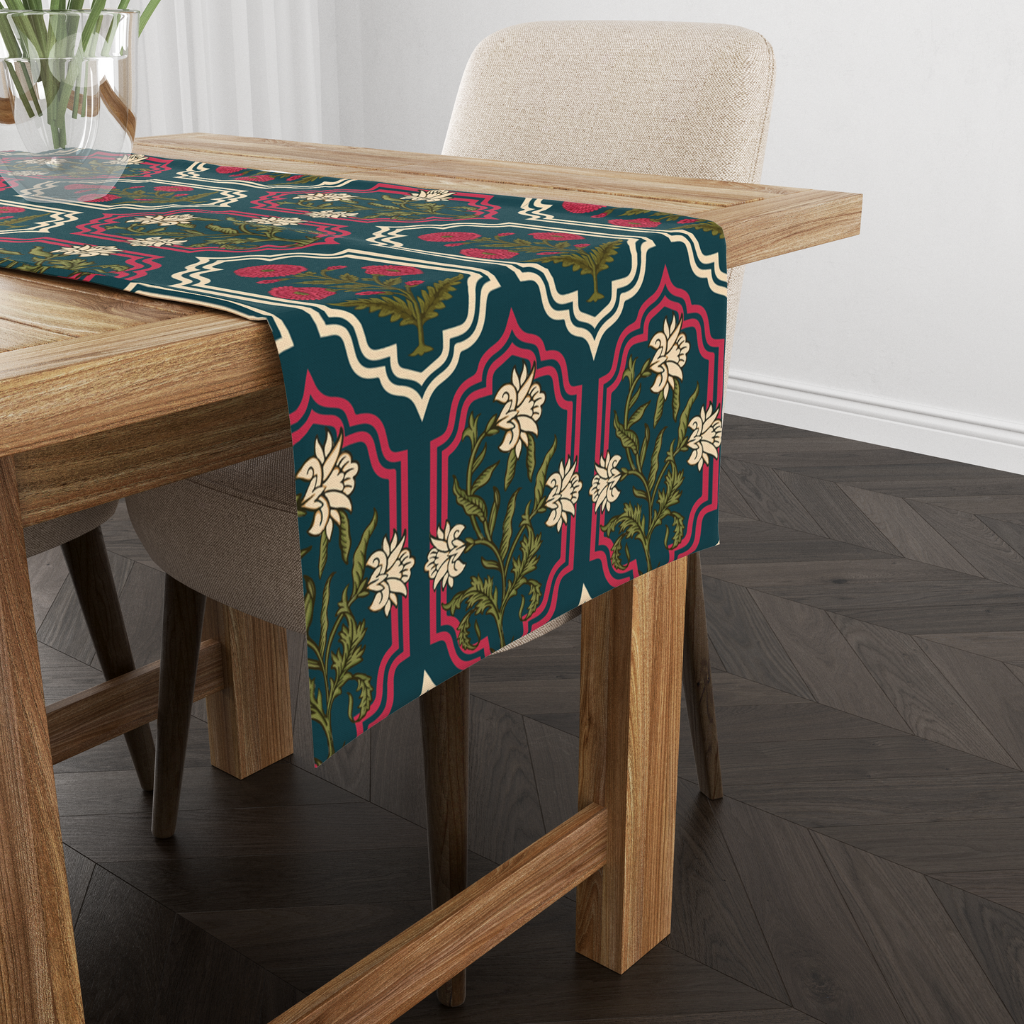 Rajputana Wallflower | Table Linen/ Kitchen Linen| Table Runner| Premium Quality