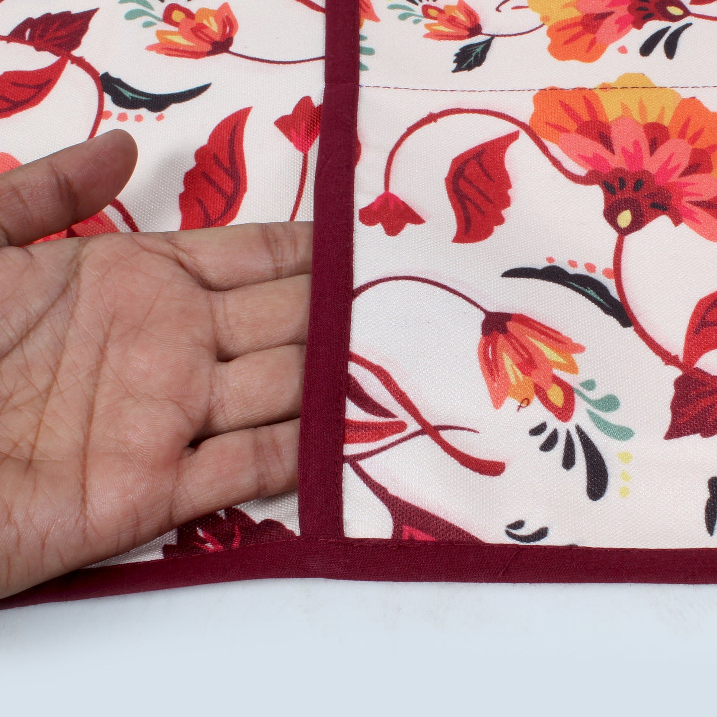 Orange Floral | Premium Quality | Fridge Cover | Fridge Protecter image 7