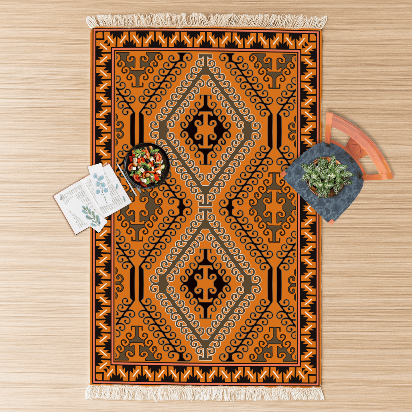 Vintage Dhurrie Carpet Rugs Floor Mat for Living Area and Bedroom 2x3 Feet - Small
