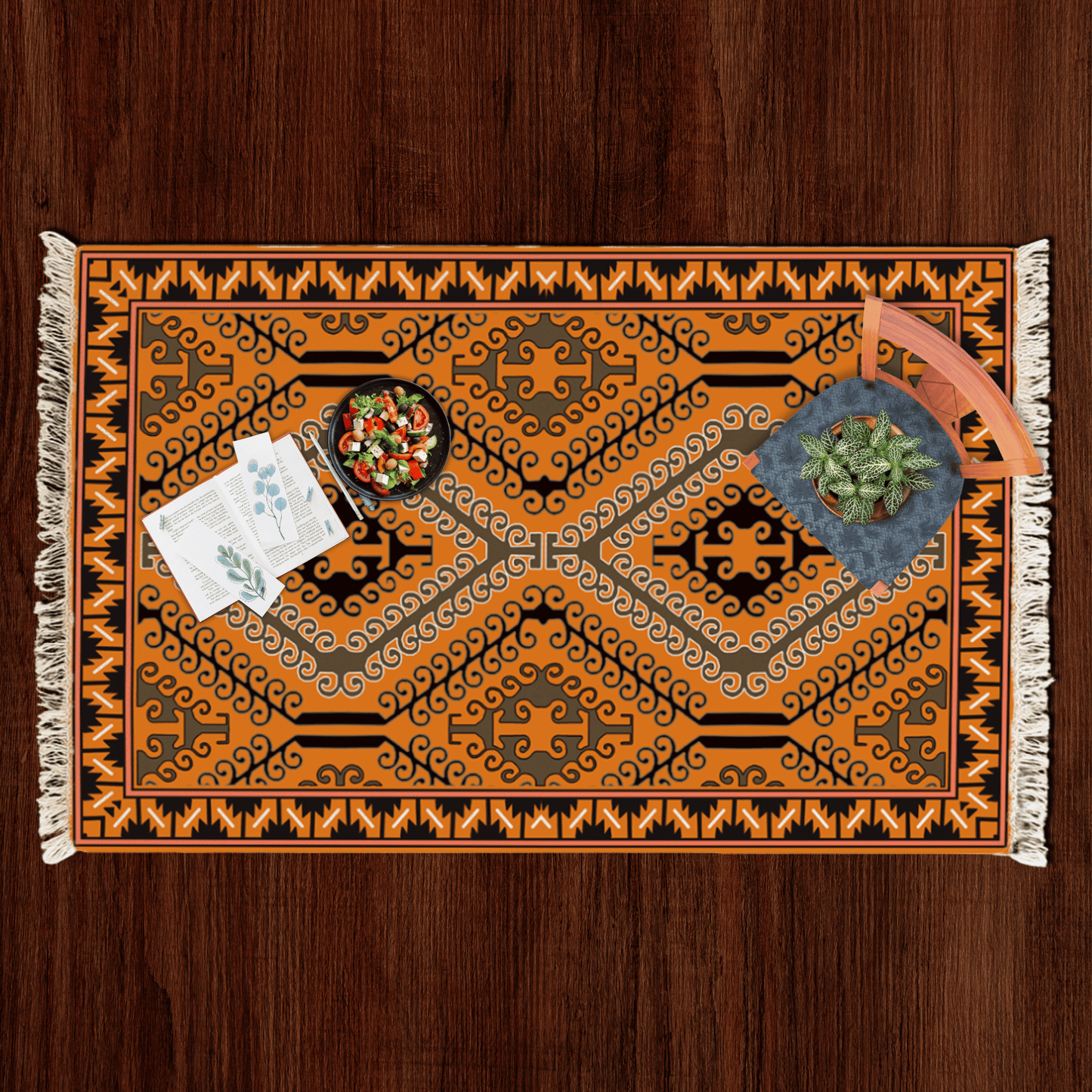 Vintage Dhurrie Carpet Rugs Floor Mat for Living Area and Bedroom 2x3 Feet - Small