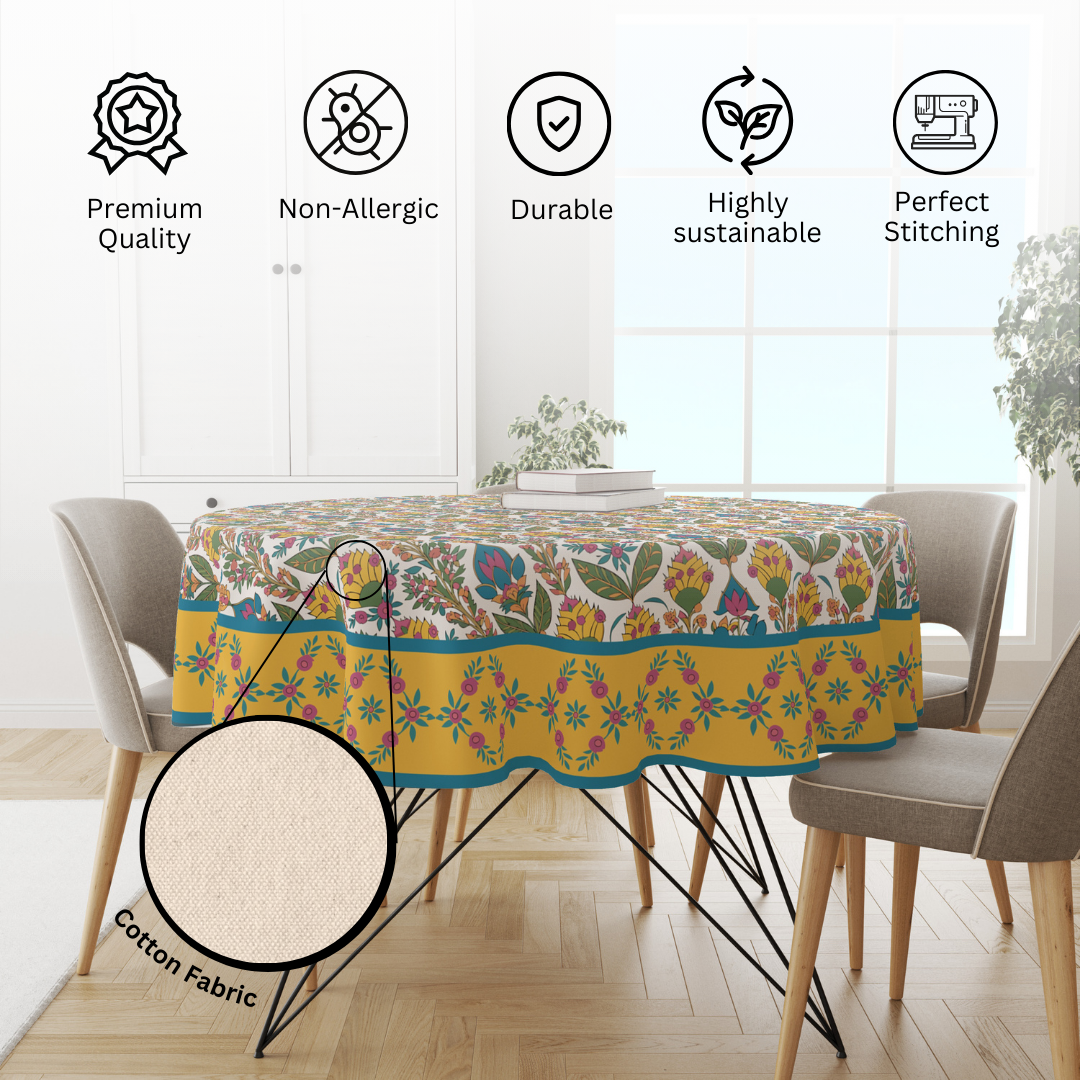 Yellow White | Premium Quality | Table Cloth/ Table Linen | Kitchen Linen image 5