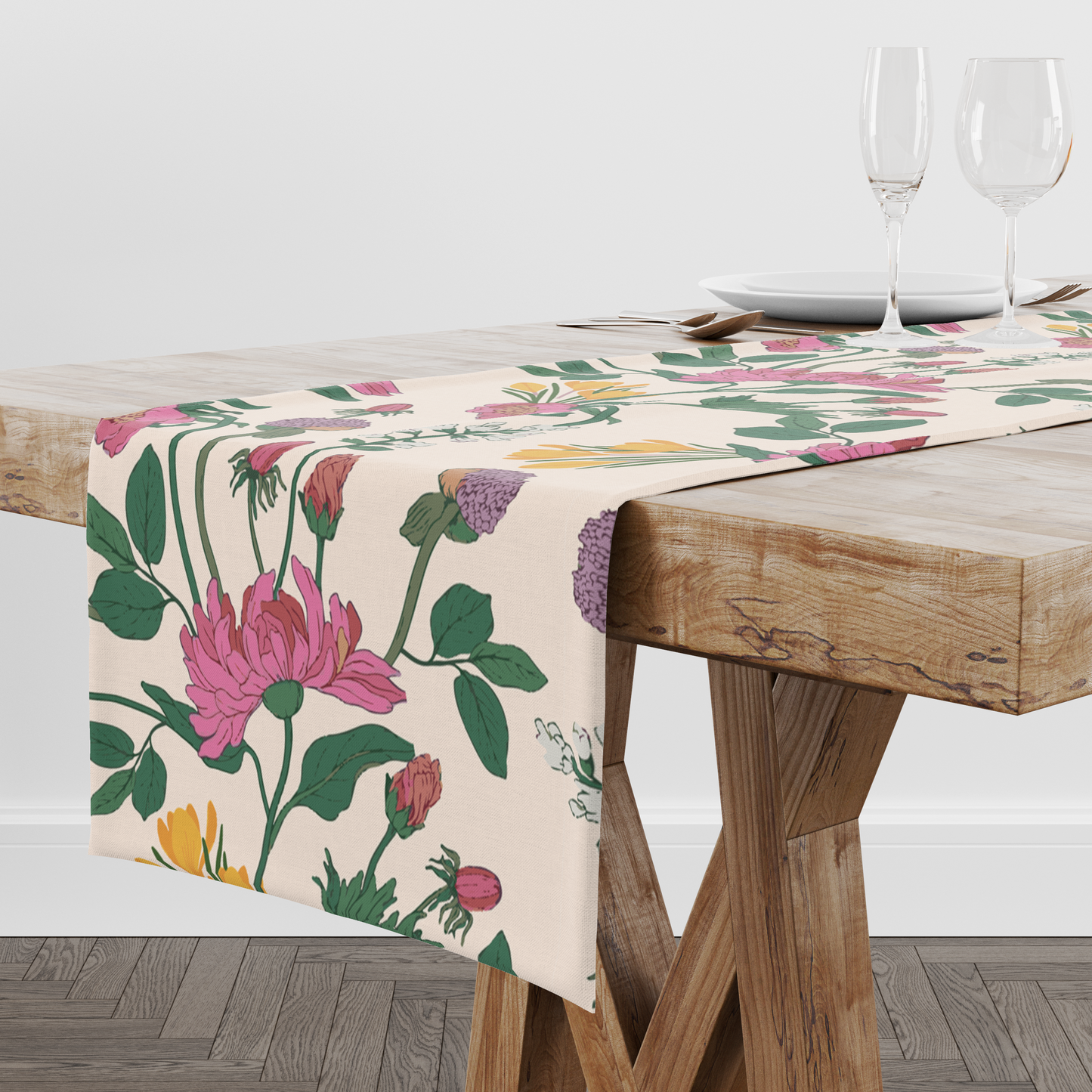Pink Floral | Table Runner | Table Linen | Kitchen And Table Linen