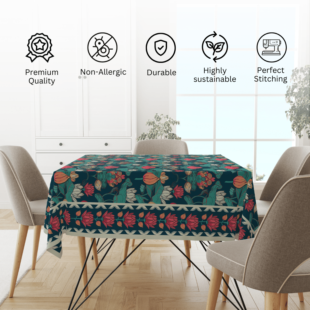 Pichwai Lotus | Premium Quality | Table Cloth | Dining Table Cloth image 6