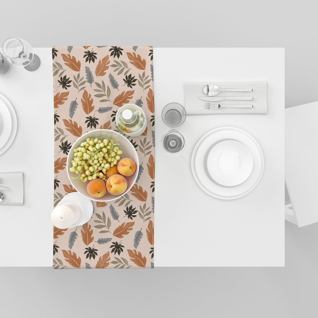 Tropical Leaves(Orange)| Table Runner/ Table Linen| Kitchen Linen| Premium Quality image 4
