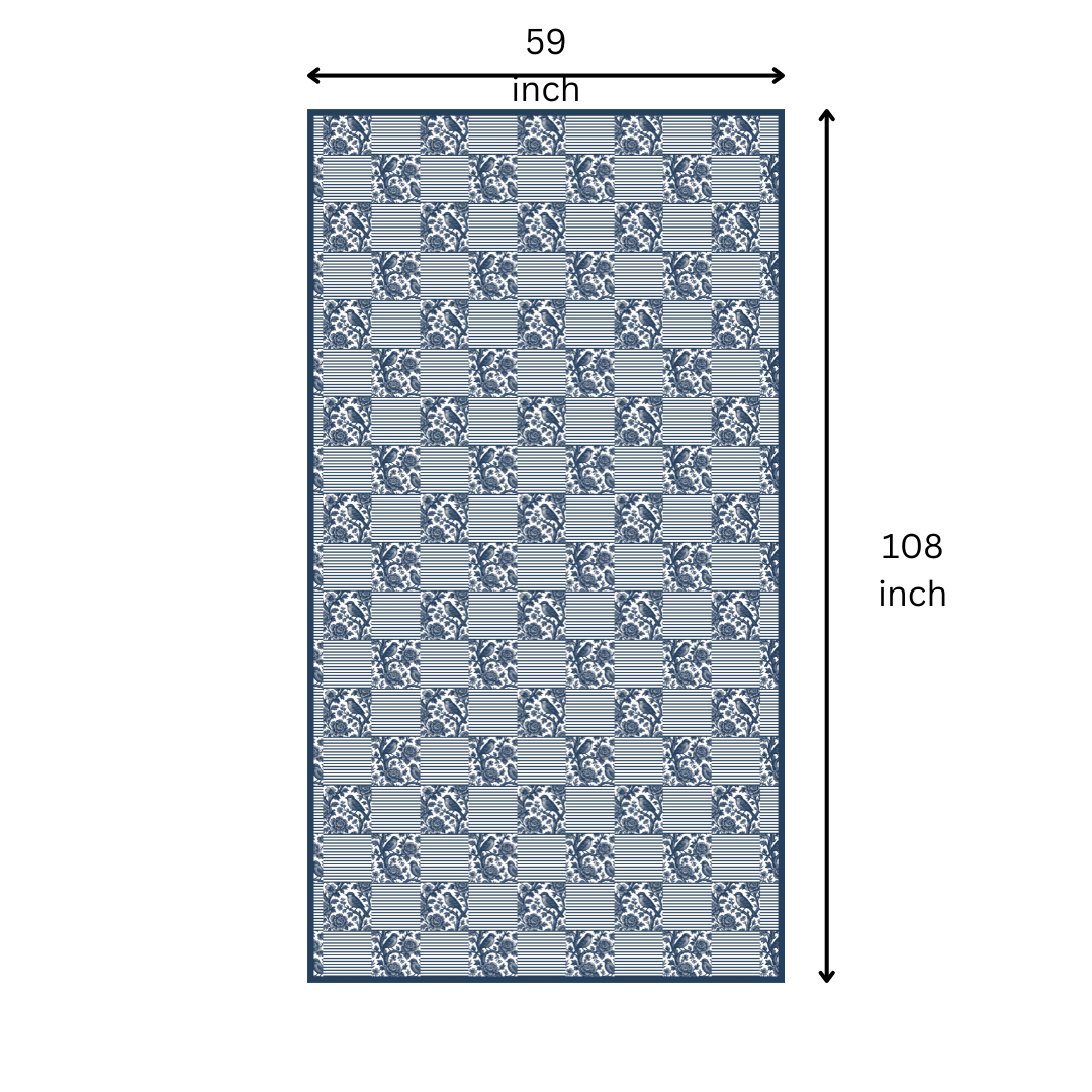 Blue Strips Table Cloth for 8 Seater Dining Table | Digital Print