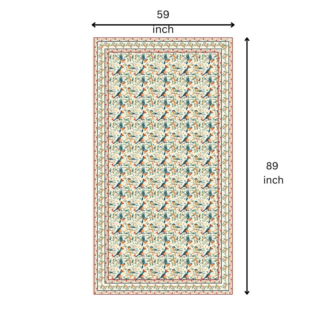 Bird in Nest Table Cloth for 6 Seater Dining Table