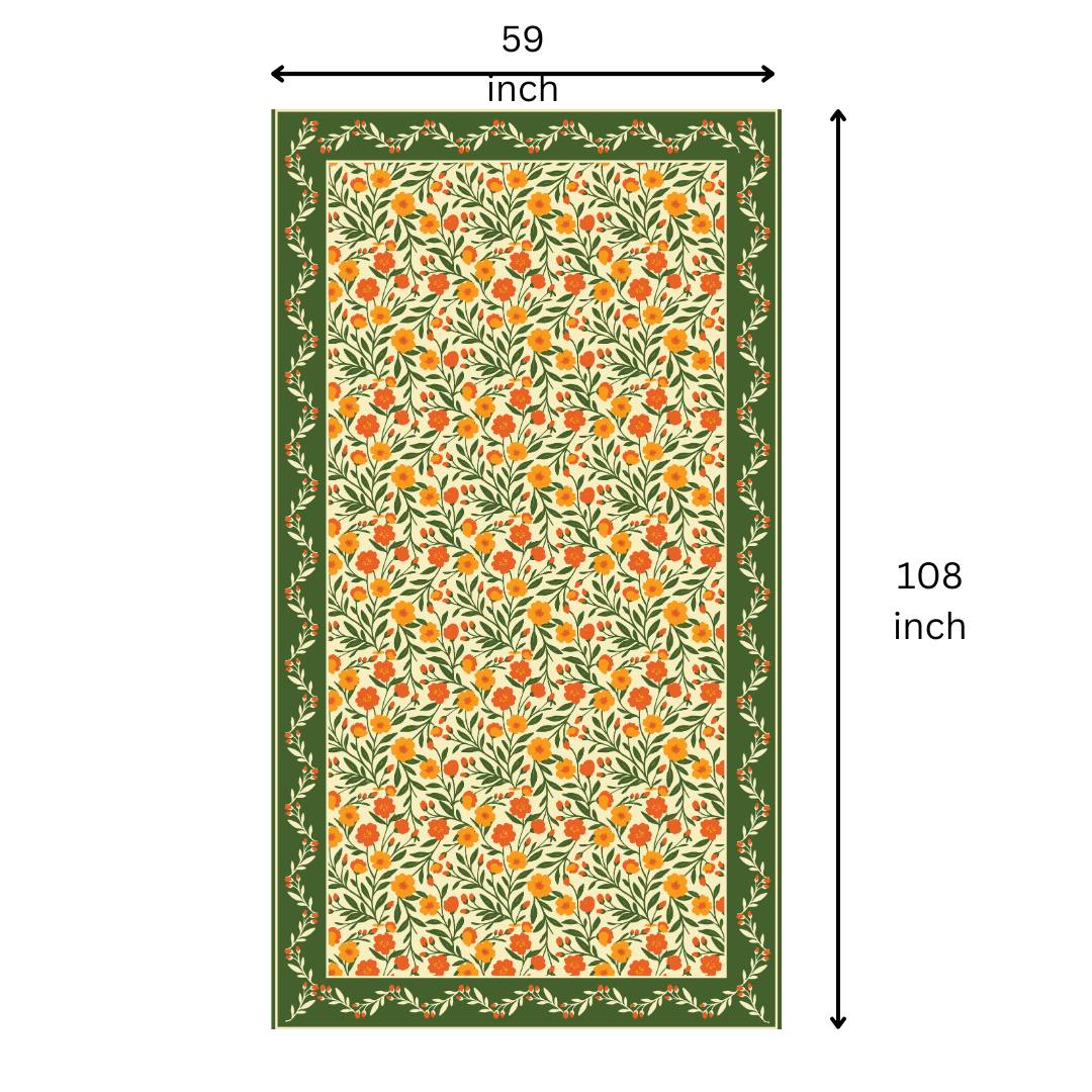 Bright Floral Table Cloth for 6 Seater Dining Table