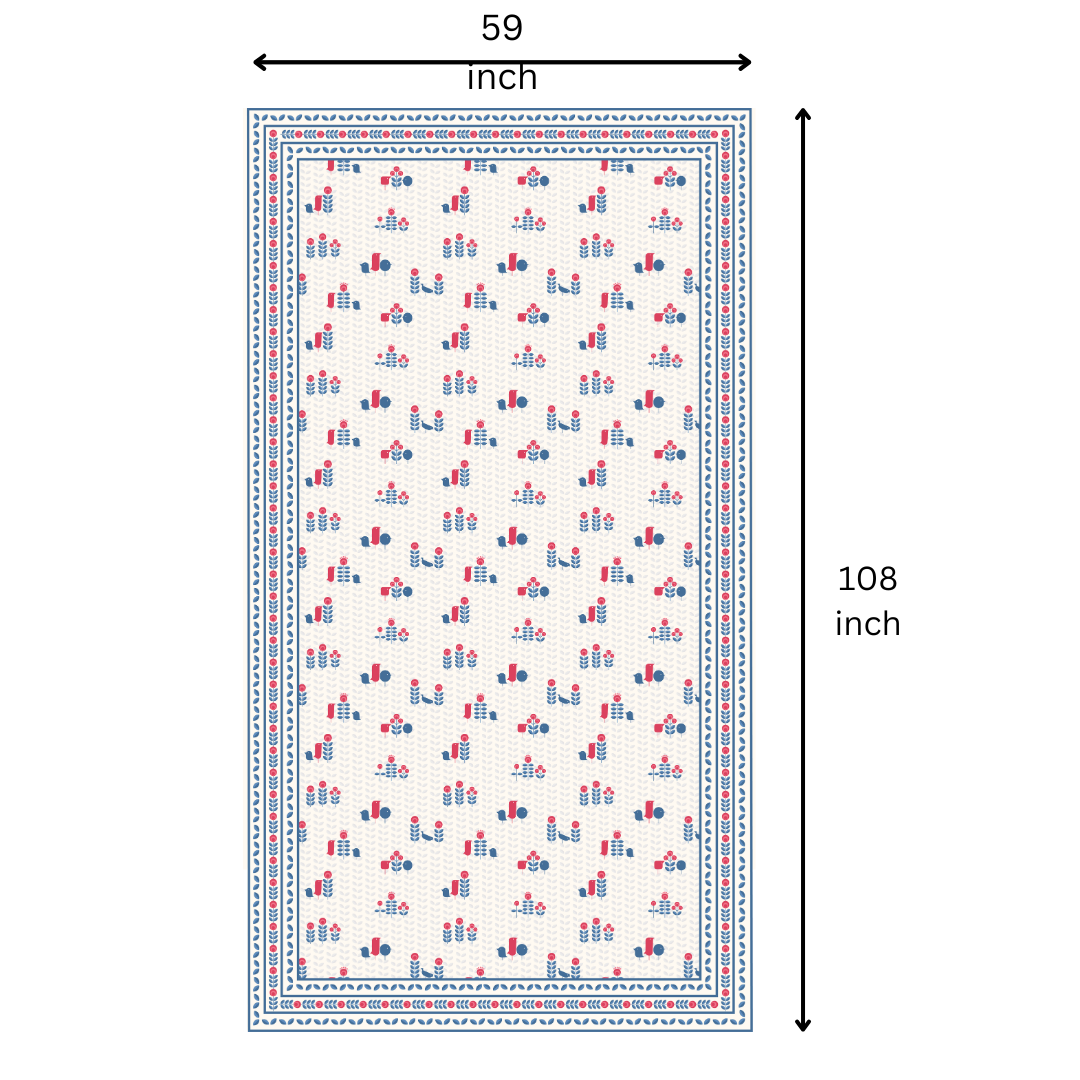 Blue Minimal Table Cloth for 8 Seater Dining Table | Digital Print