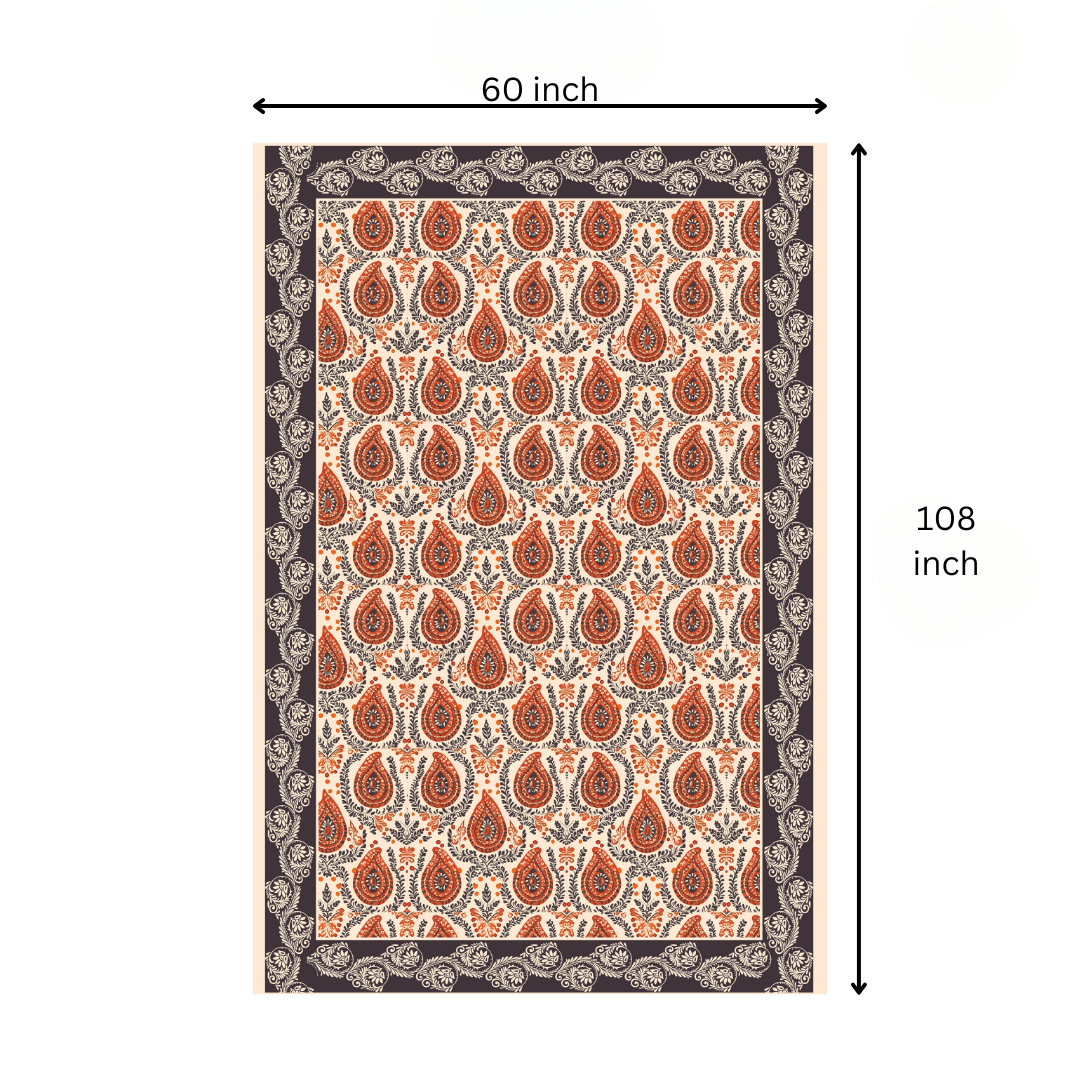 Brown Block Table Cloth for 8 Seater Dining Table | Digital Print