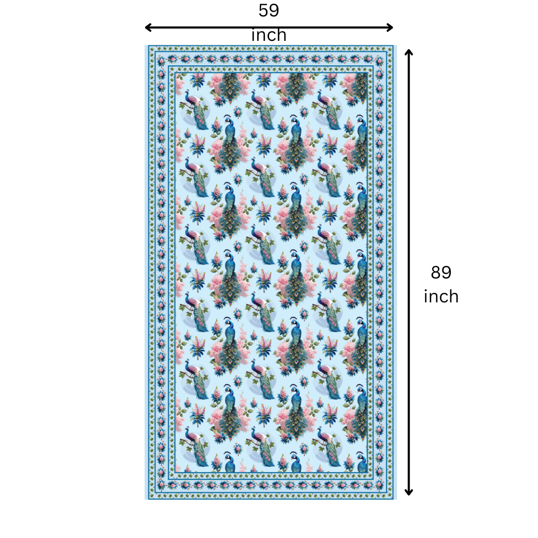 Peacock Table Cloth for 6 Seater Dining Table