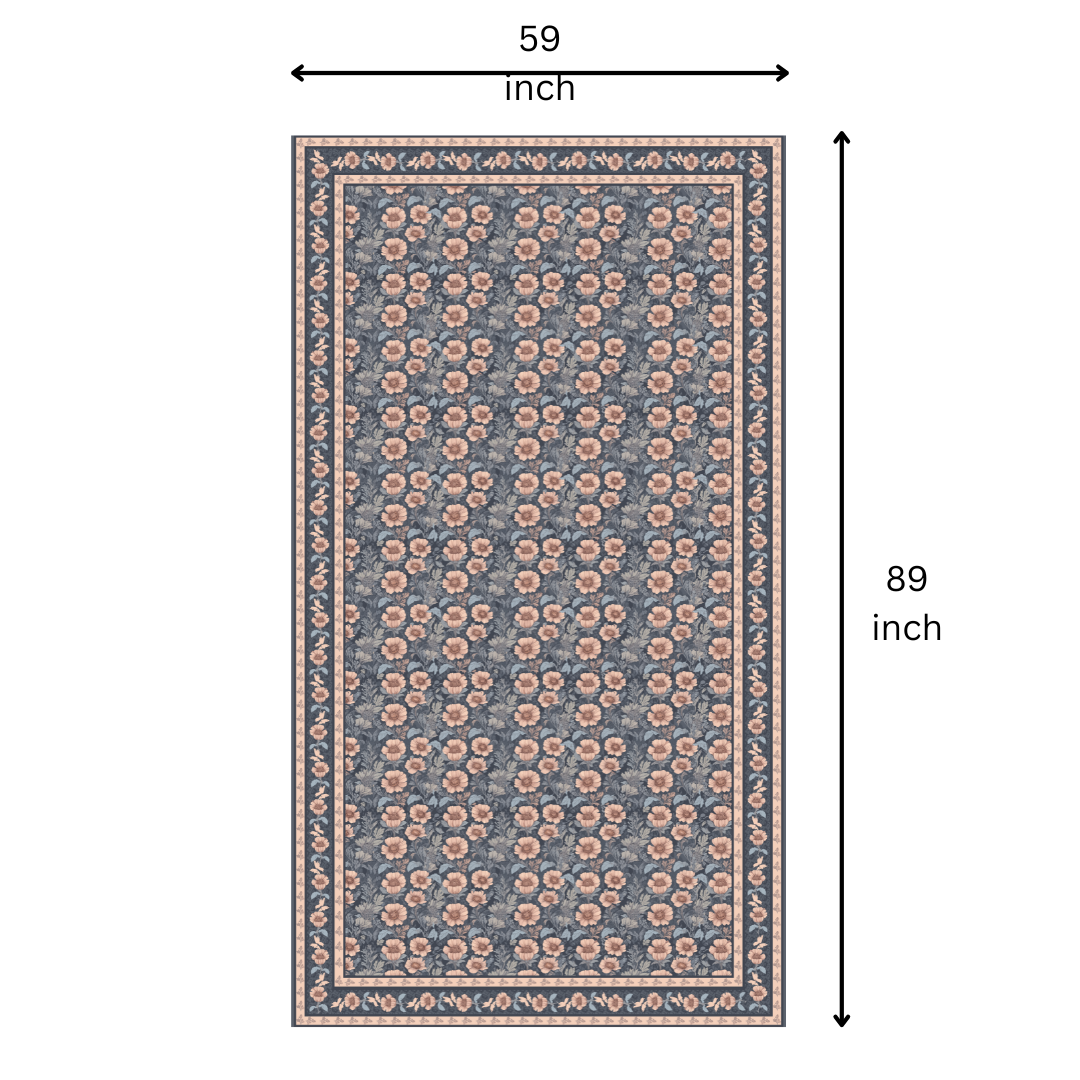 Blue Flowers Table Cloth for 6 Seater Dining Table