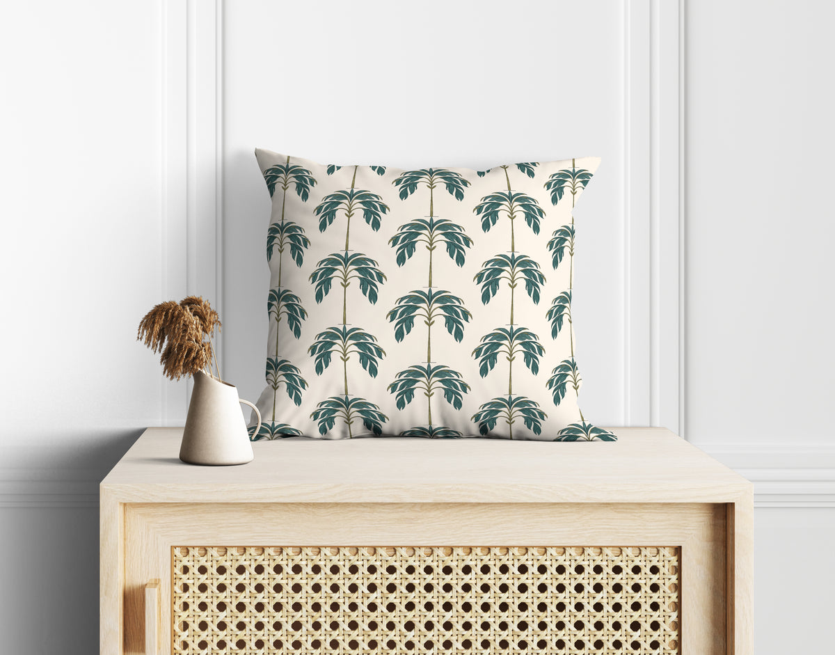 Palm Grove Cushion Cover Set of 5– 16x16 Inch (Silk Poly Mix)