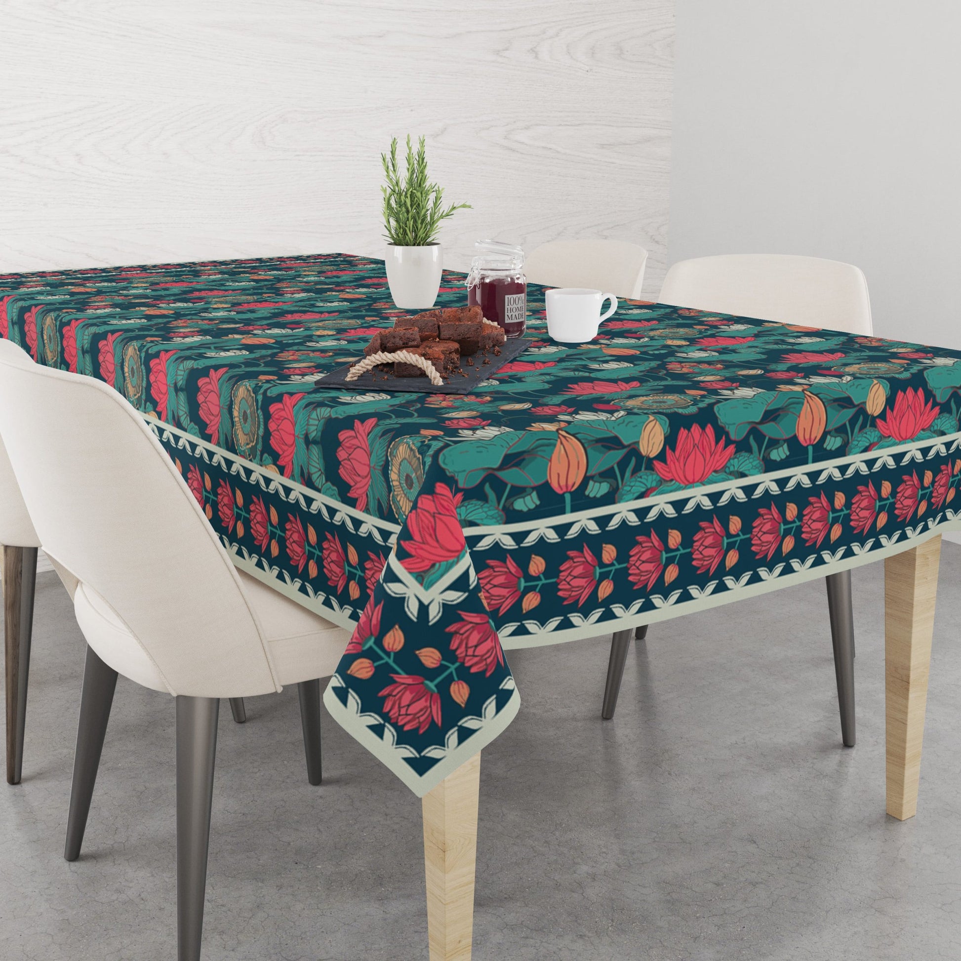 Pichwai Lotus | Premium Quality | Table Cloth | Dining Table Cloth image 4