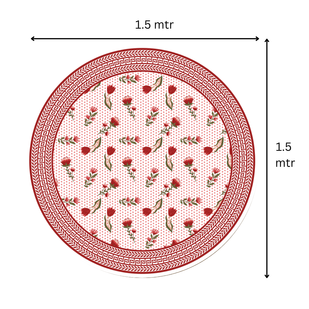 Red Pink Floral | Premium Quality | Table Cloth/ Table Linen | Kitchen Linen image 5