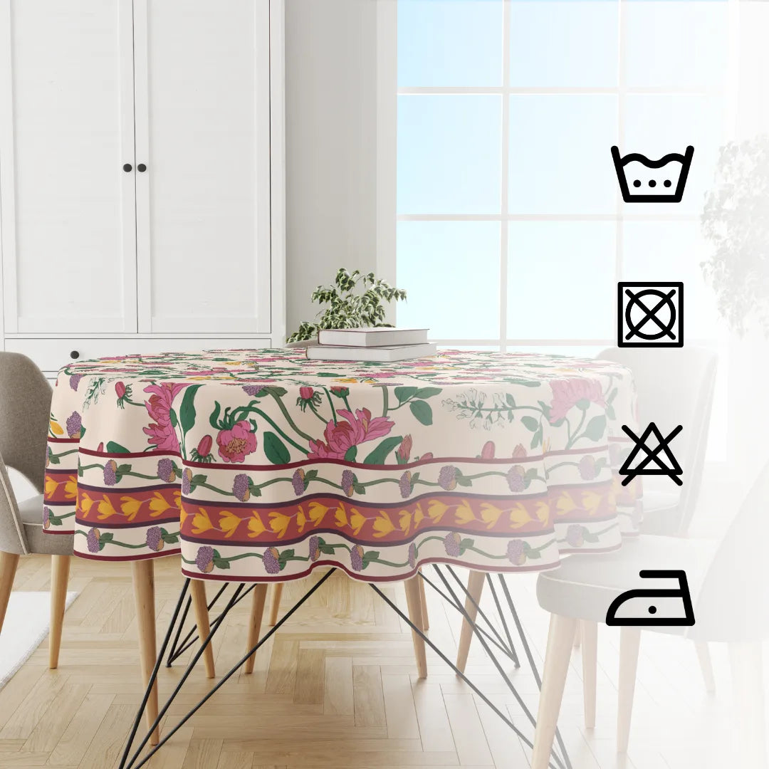 Pink Floral | Premium Quality | Table Cloth/ Table Linen | Kitchen Linen image 4