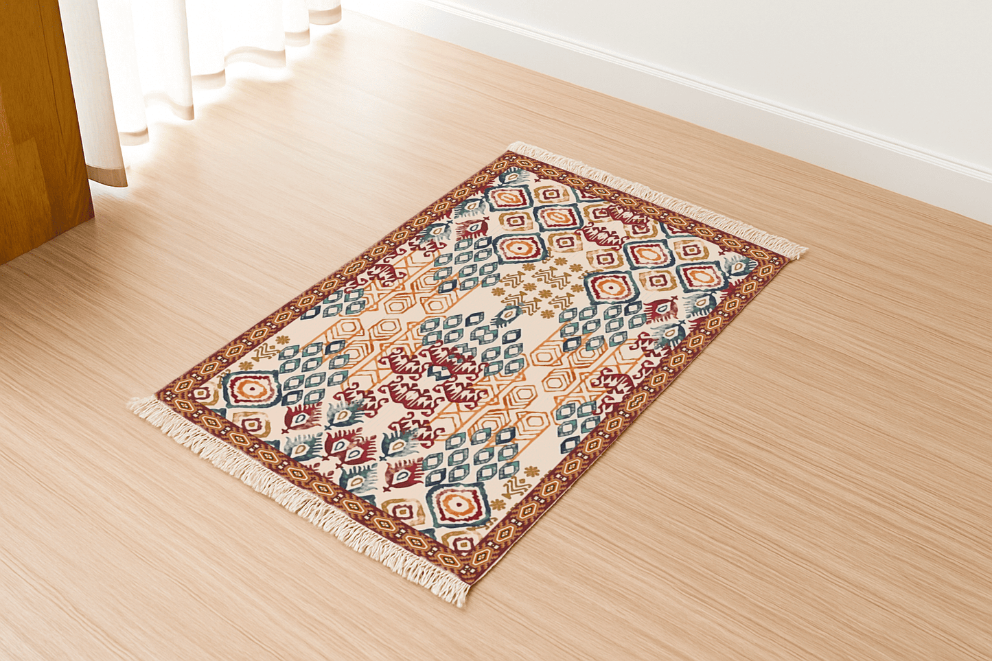 IKKAT Dhurrie Carpet Rugs Floor Mat for Living Area and Bedroom 2x3 Feet - Small