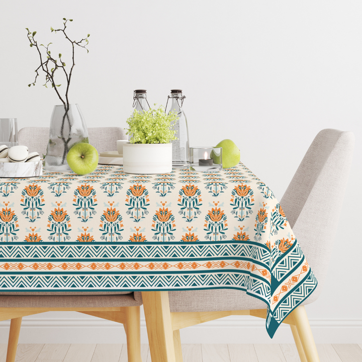 Blue Block | Premium Quality | Table Cloth | Dining Table Cloth image 0