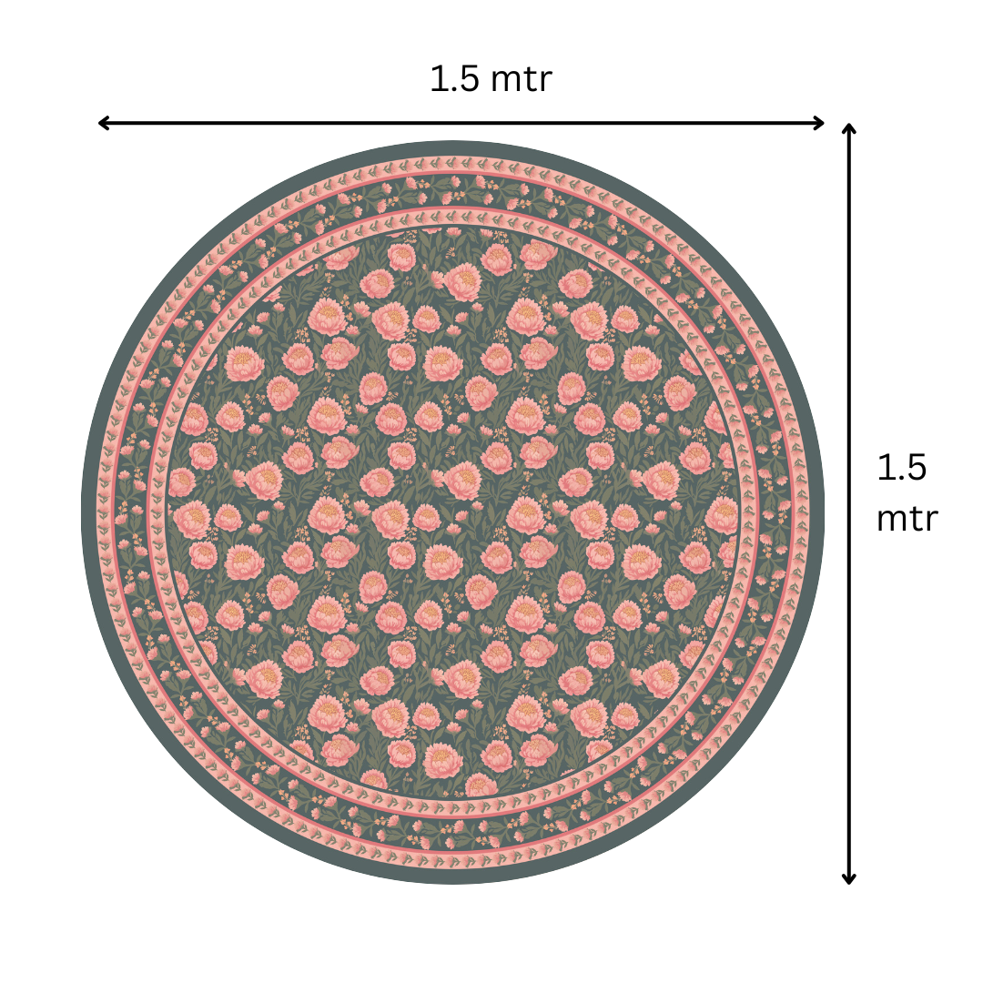 Green Pink Flowers | Premium Quality | Table Cloth/ Table Linen | Kitchen Linen image 4
