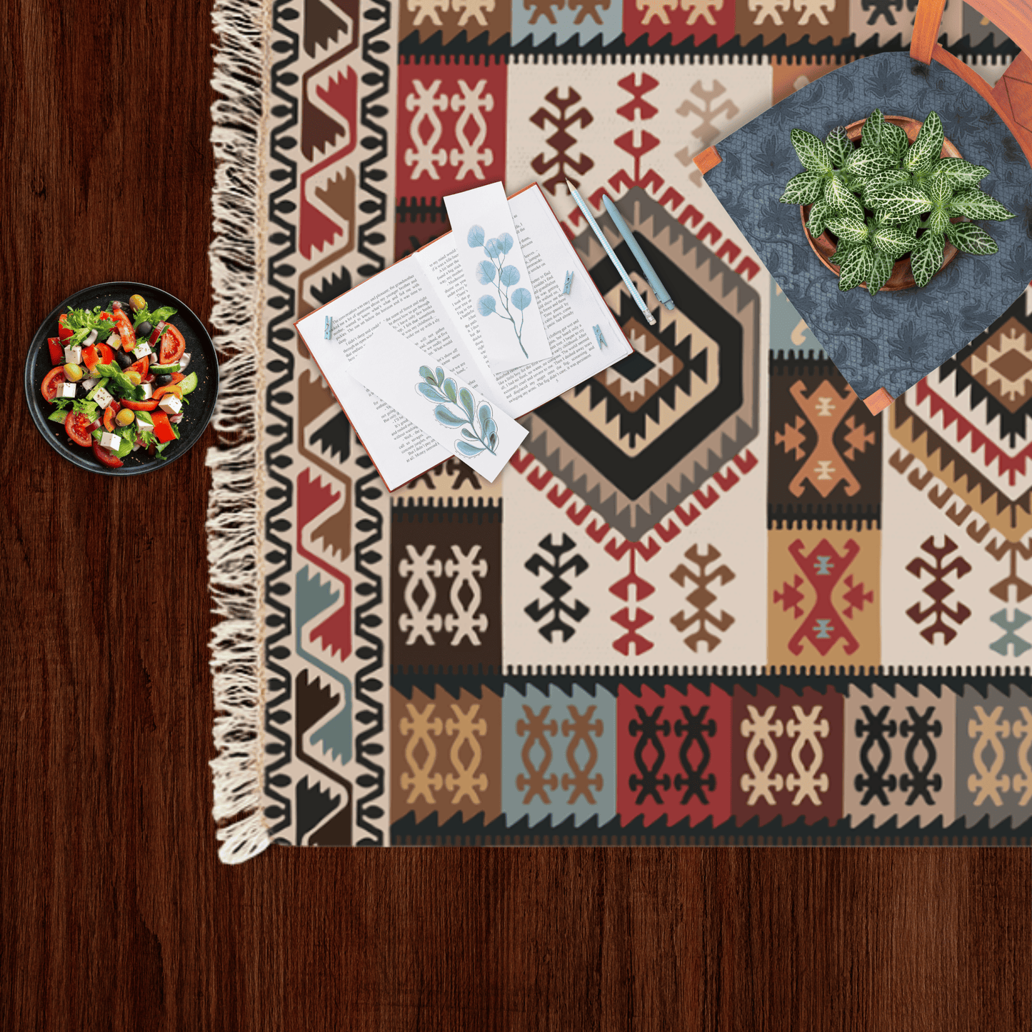 Vinatage Dhurrie Carpet Rugs Floor Mat for Living Area and Bedroom 2x3 Feet - Small