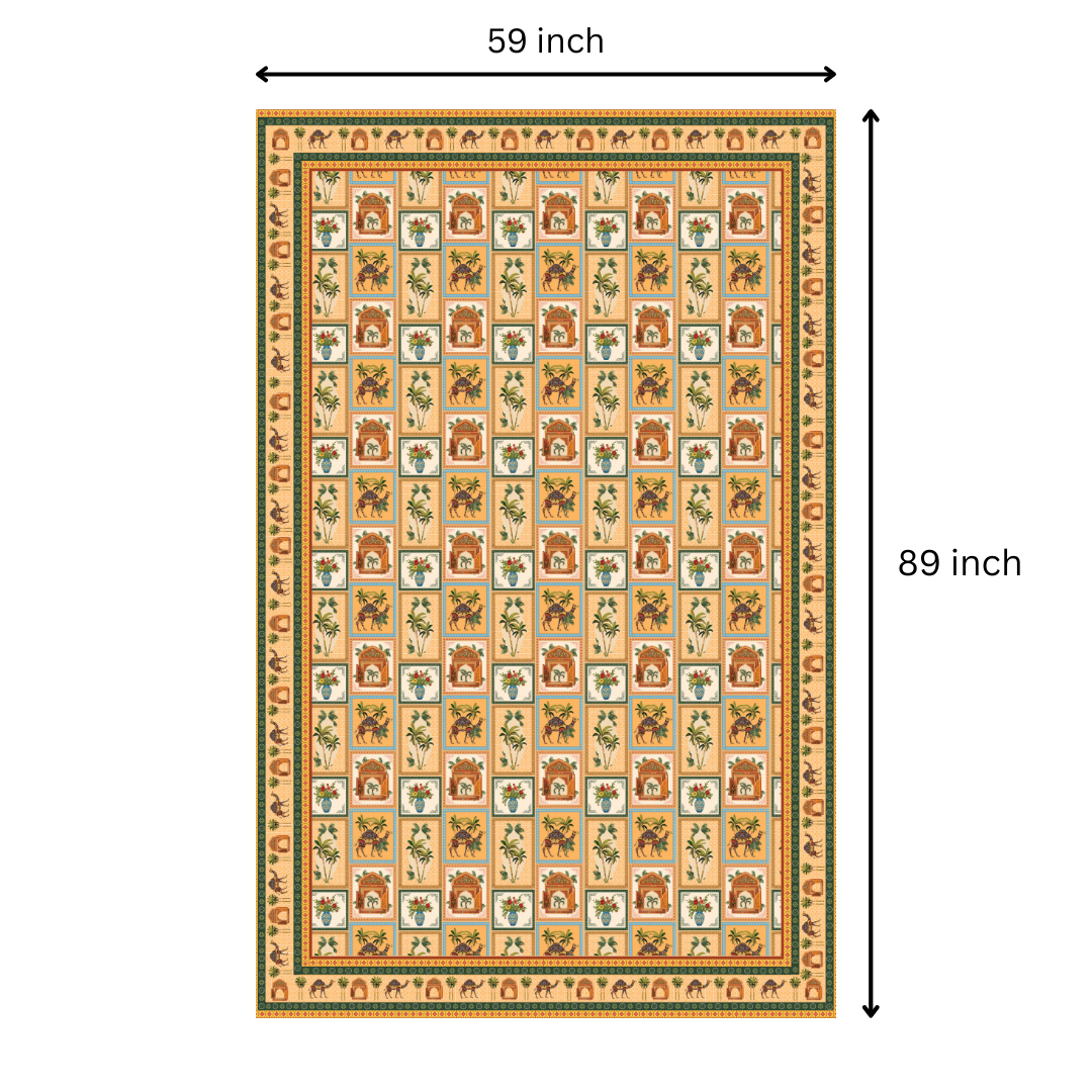 Jaipuri Jharoke| Premium Quality | Table Cloth | Dining Table Cloth - 6 Seater image