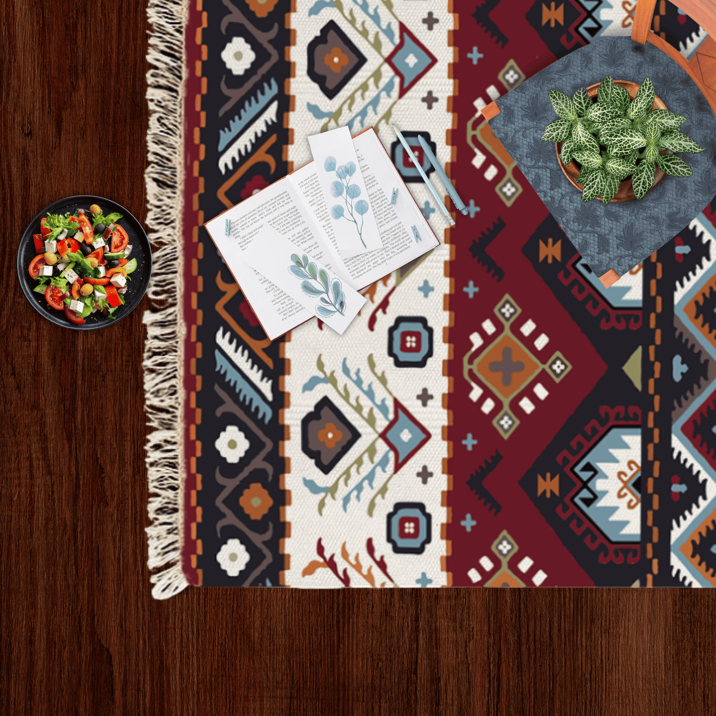 Vintage Dhurrie Carpet Rugs Floor Mat for Living Area and Bedroom 2x3 Feet - Small