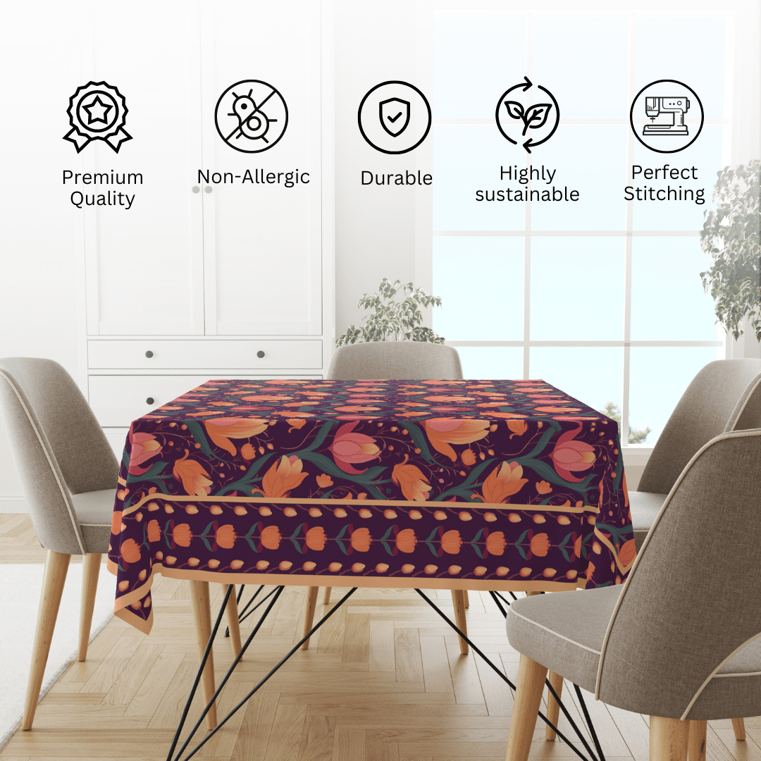 Lotus Buds | Premium Quality | Table Cloth | Dining Table Cloth image 5