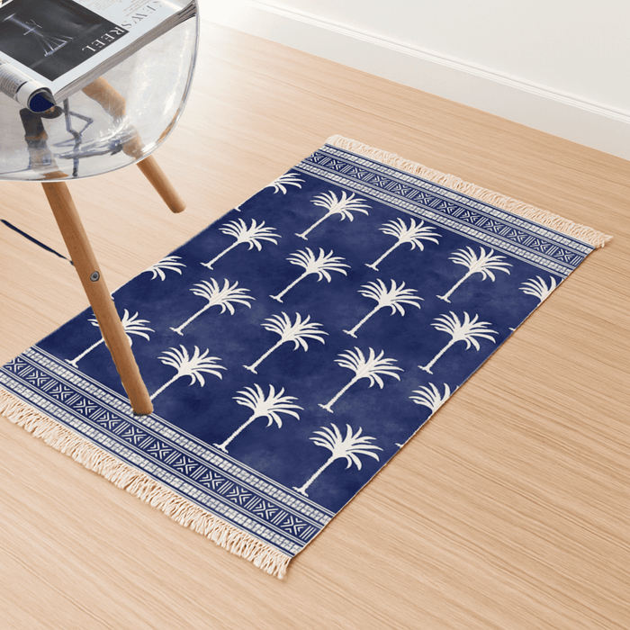 Tropical Tree Dhurrie Carpet Rugs Floor Mat for Living Area and Bedroom 2x3 Feet - Small
